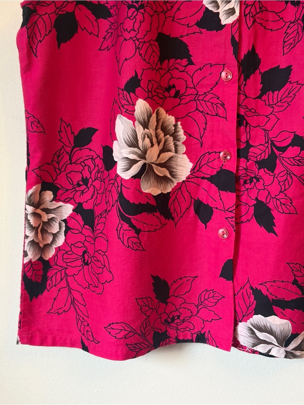 Vintage Hilo Hattie Hawaiian Floral Button-Down Sleeveless Blouse - size X - Picture 3 of 10